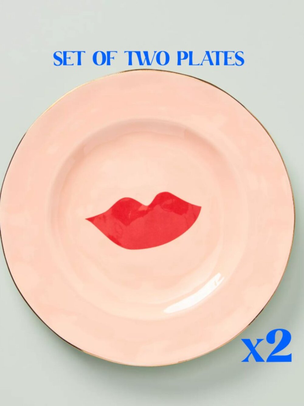 Clare V. x Anthropologie Maisonette Dessert Plates Set of 2 Rare Red Lips